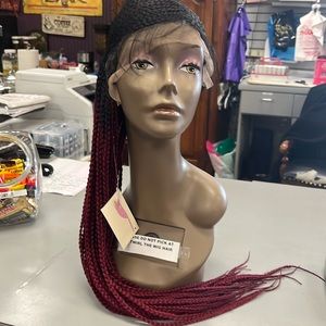 Wine braided wig